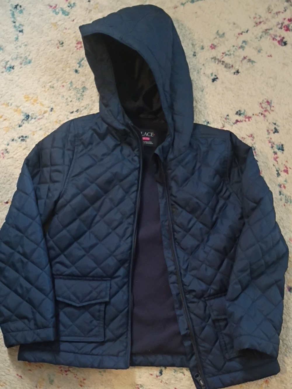 The Children's Place Quilted Hooded Puffer Jacket in Navy Blue